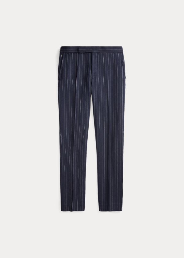 Pantalones De Traje Polo Ralph Lauren Hombre Azul Marino / Creme - Striped Barathea - HRDLQ3520